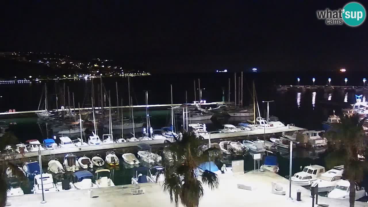 Webcam Koper – Panorama des Jachthafens und der Promenade vom Hotel Grand Koper