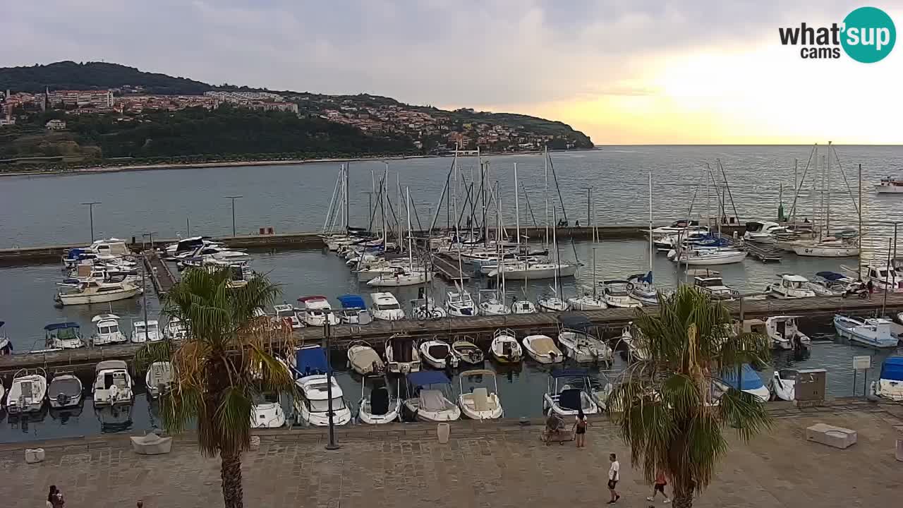 Webcam Koper – Panorama des Jachthafens und der Promenade vom Hotel Grand Koper