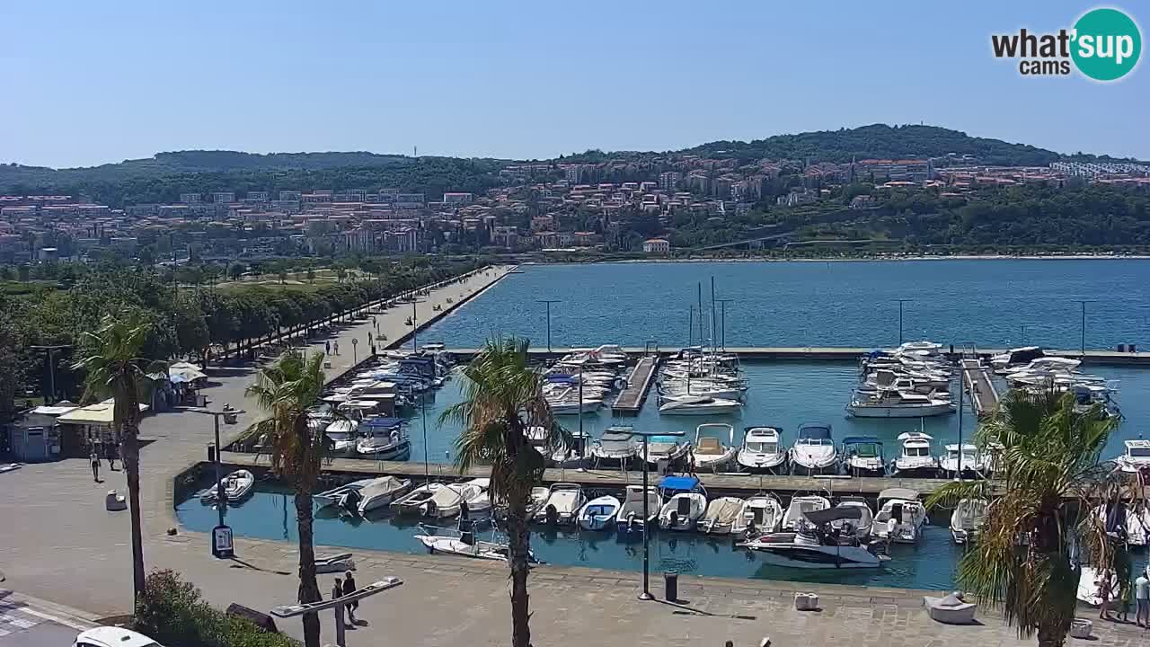 Webcam Koper – Panorama of the marina and promenade from the Grand Hotel Koper