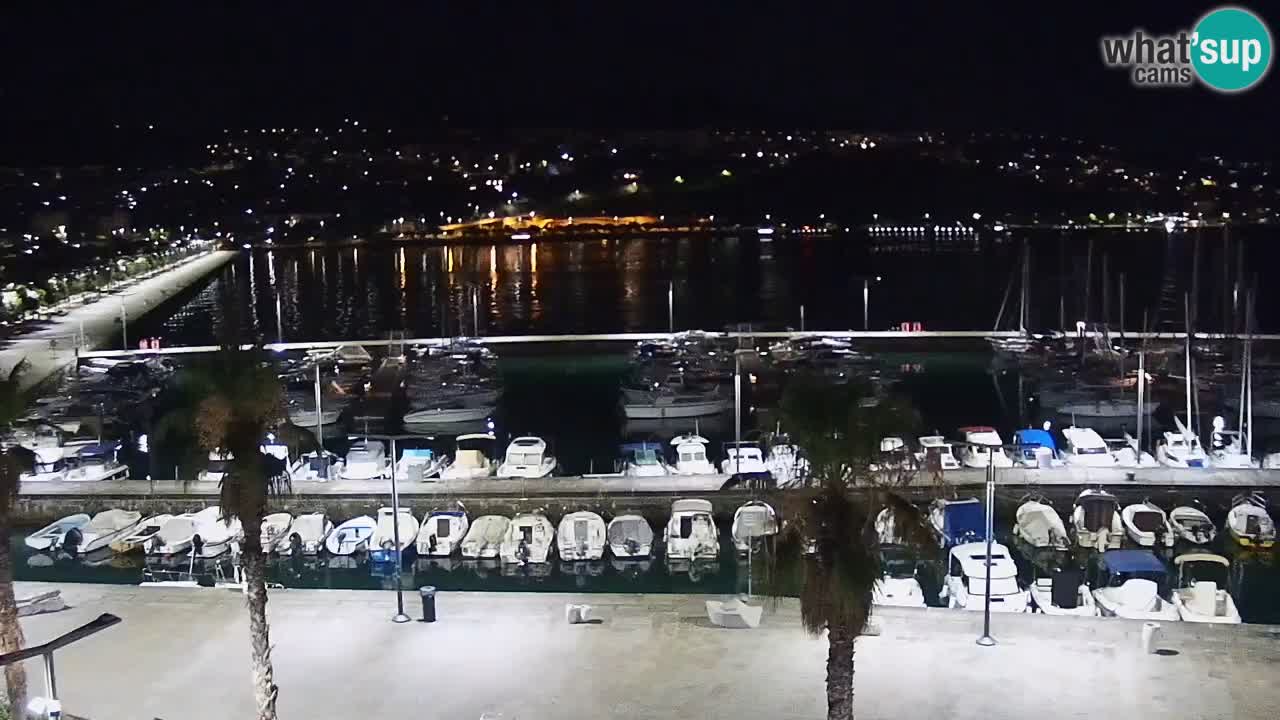 Webcam Koper – Panorama des Jachthafens und der Promenade vom Hotel Grand Koper