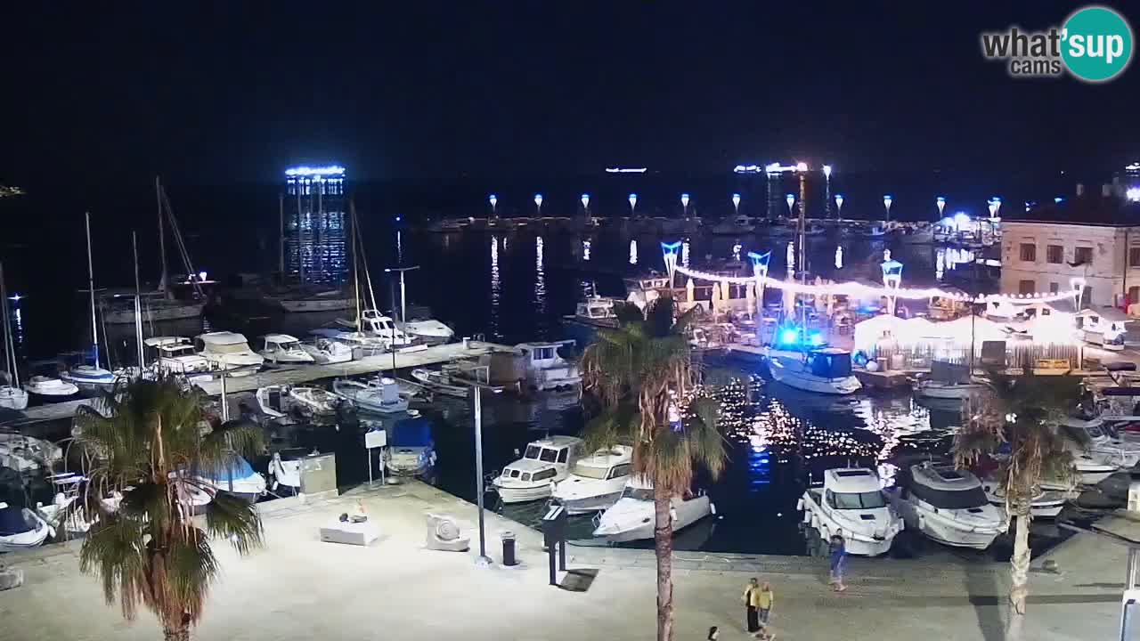 Webcam Koper – Panorama des Jachthafens und der Promenade vom Hotel Grand Koper