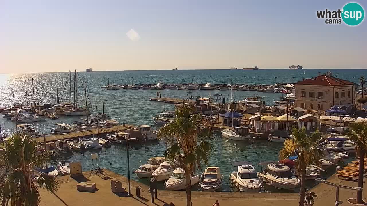 Webcam Koper – Panorama of the marina and promenade from the Grand Hotel Koper