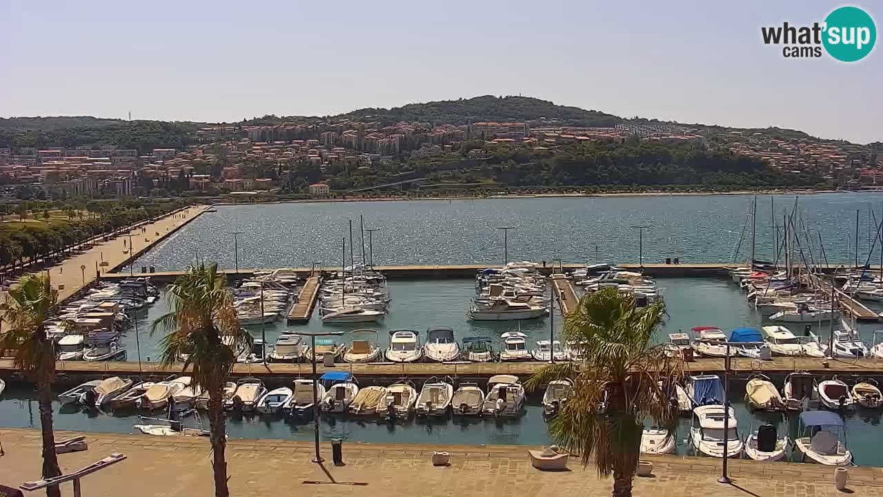 Webcam Koper – Panorama of the marina and promenade from the Grand Hotel Koper