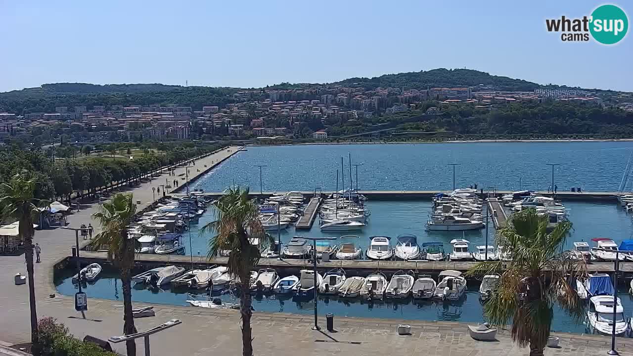 Webcam Koper – Panorama of the marina and promenade from the Grand Hotel Koper