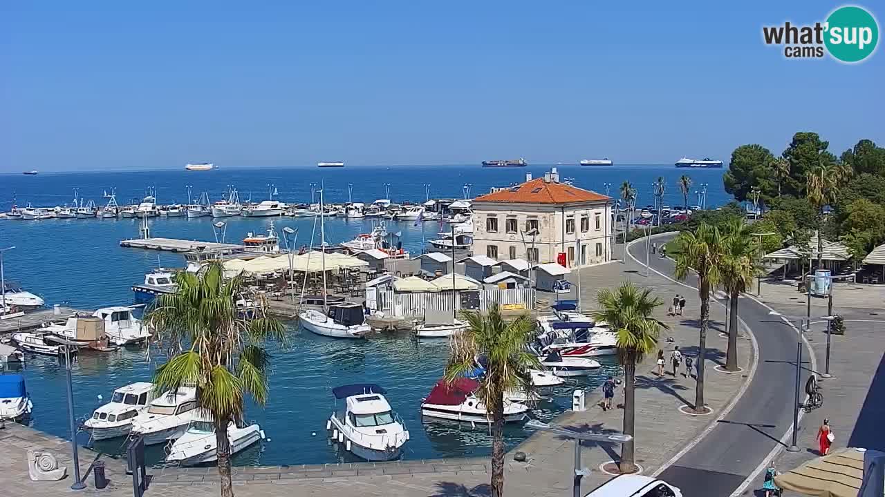 Webcam Koper – Panorama of the marina and promenade from the Grand Hotel Koper