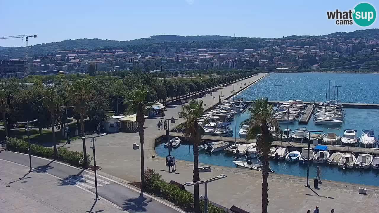 Webcam Koper – Panorama de la marina et de la promenade depuis le Grand Hotel Koper