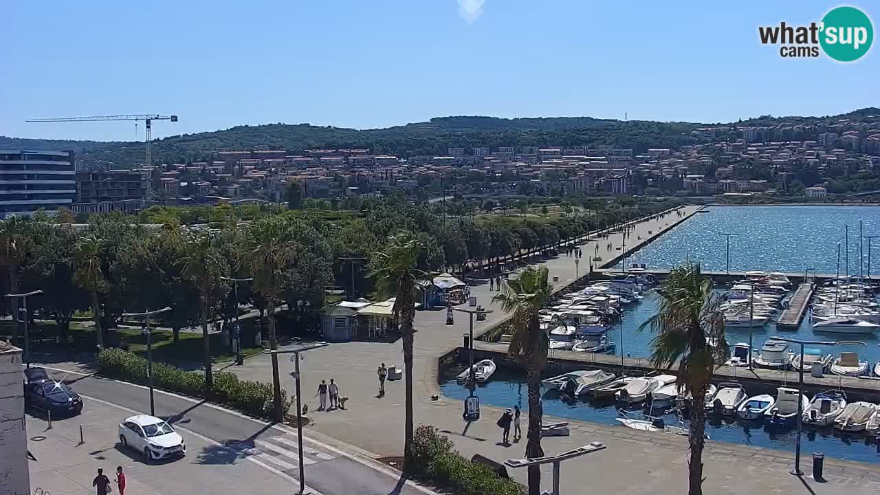 Webcam Koper – Panorama of the marina and promenade from the Grand Hotel Koper