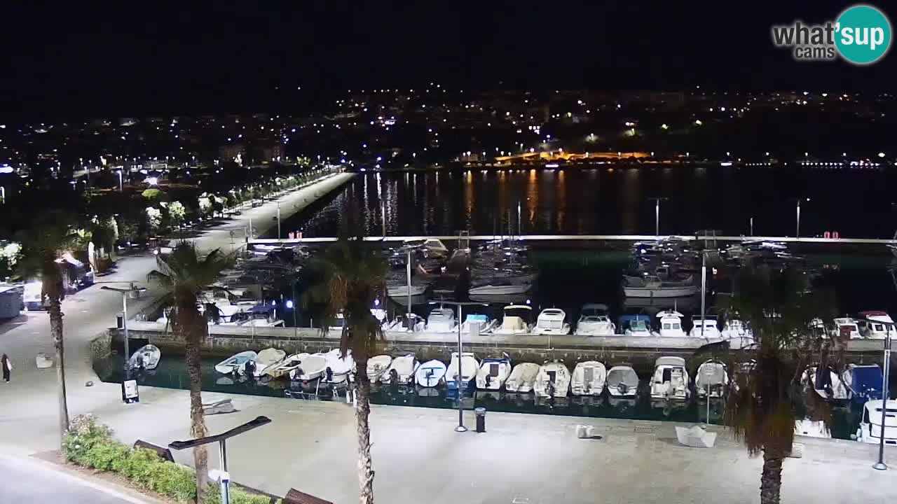 Webcam Koper – Panorama des Jachthafens und der Promenade vom Hotel Grand Koper