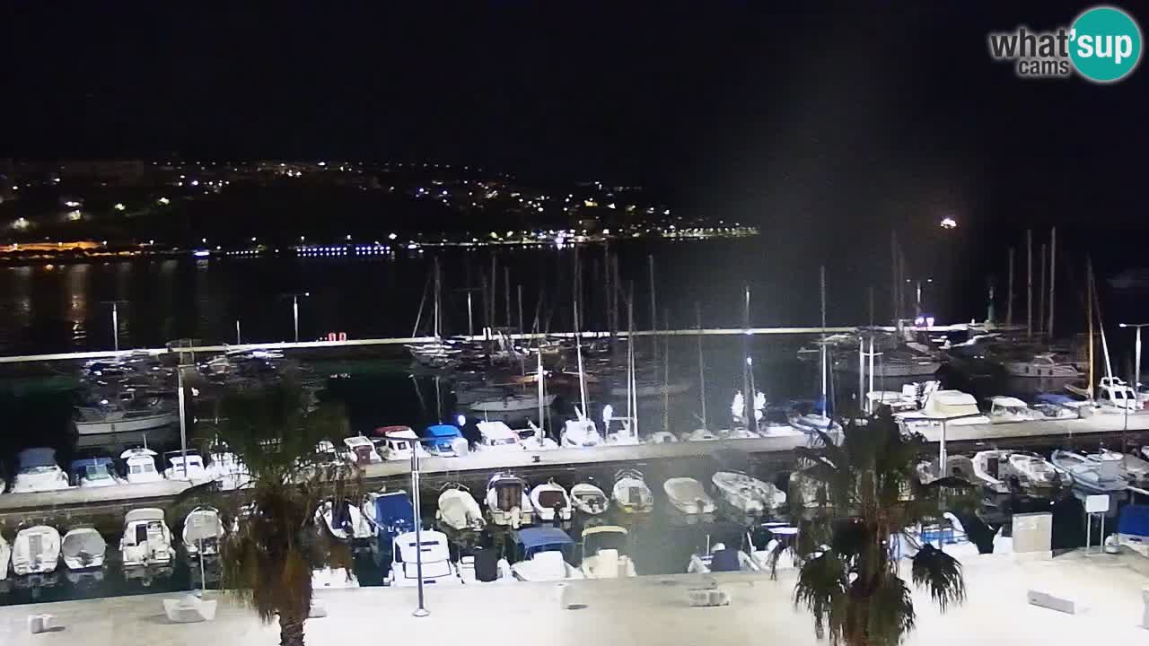Webcam Koper – Panorama des Jachthafens und der Promenade vom Hotel Grand Koper
