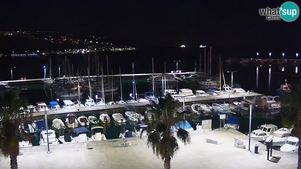 Webcam Koper – Panorama des Jachthafens und der Promenade vom Hotel Grand Koper