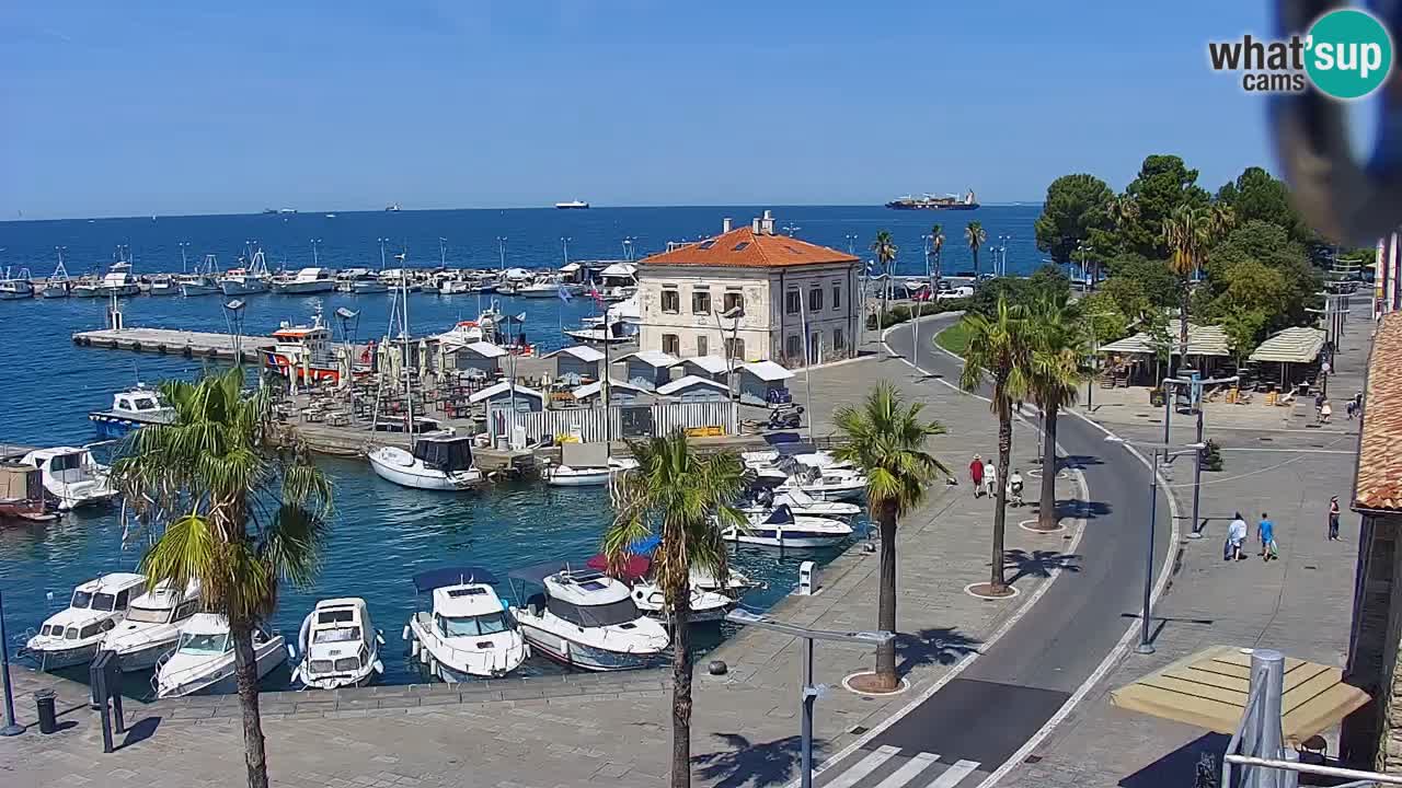 Webcam Koper – Panorama of the marina and promenade from the Grand Hotel Koper