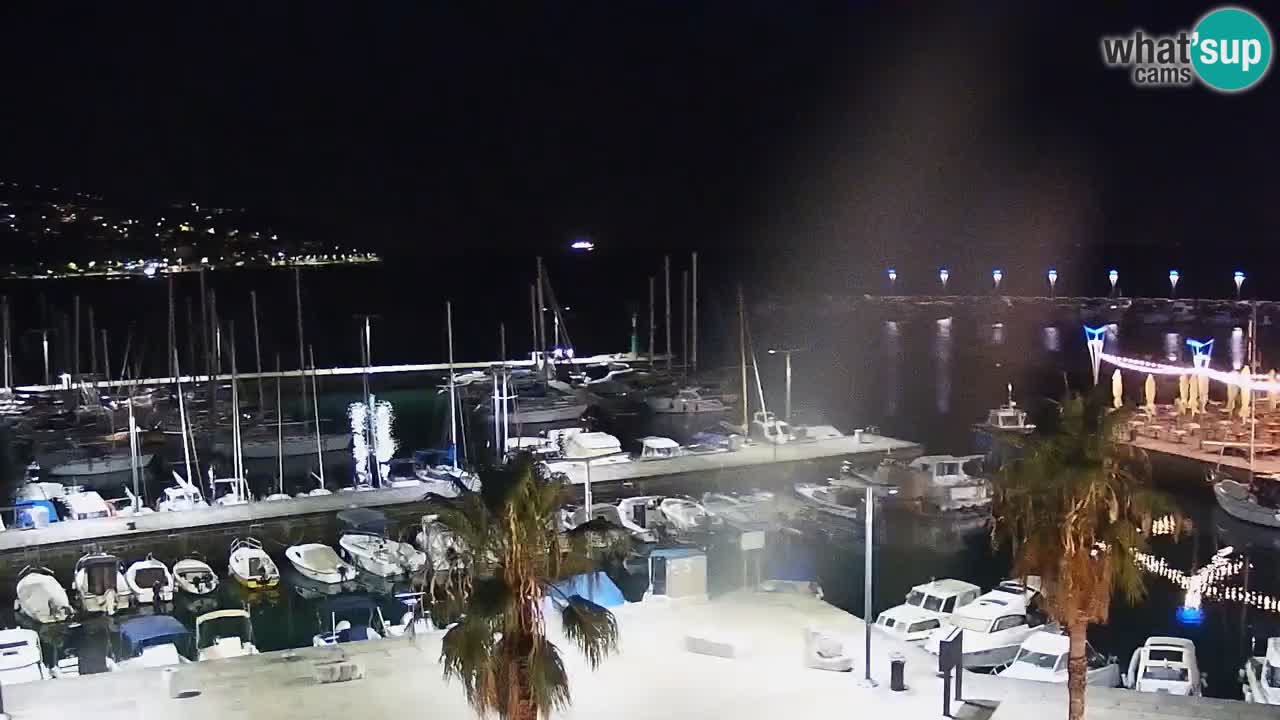 Webcam Koper – Panorama des Jachthafens und der Promenade vom Hotel Grand Koper