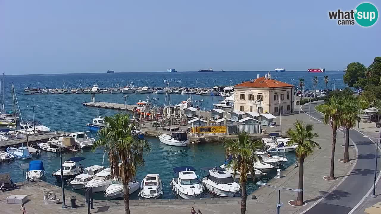 Webcam Koper – Panorama of the marina and promenade from the Grand Hotel Koper