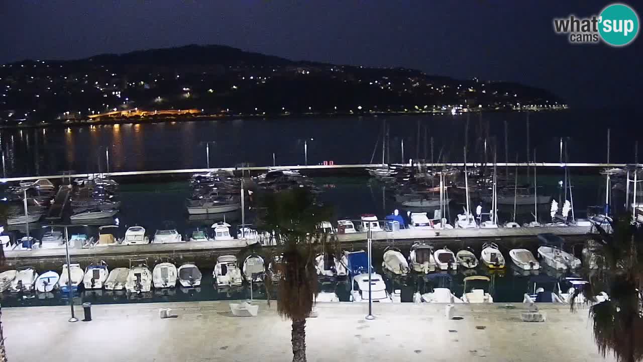 Webcam Koper – Panorama des Jachthafens und der Promenade vom Hotel Grand Koper