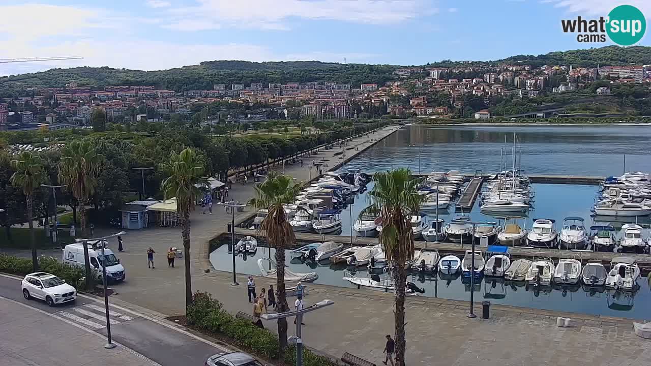 Webcam Koper – Panorama of the marina and promenade from the Grand Hotel Koper