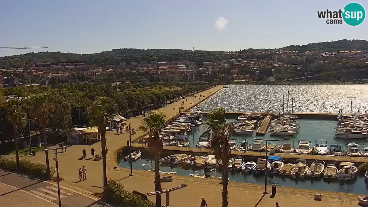Webcam Koper – Panorama of the marina and promenade from the Grand Hotel Koper