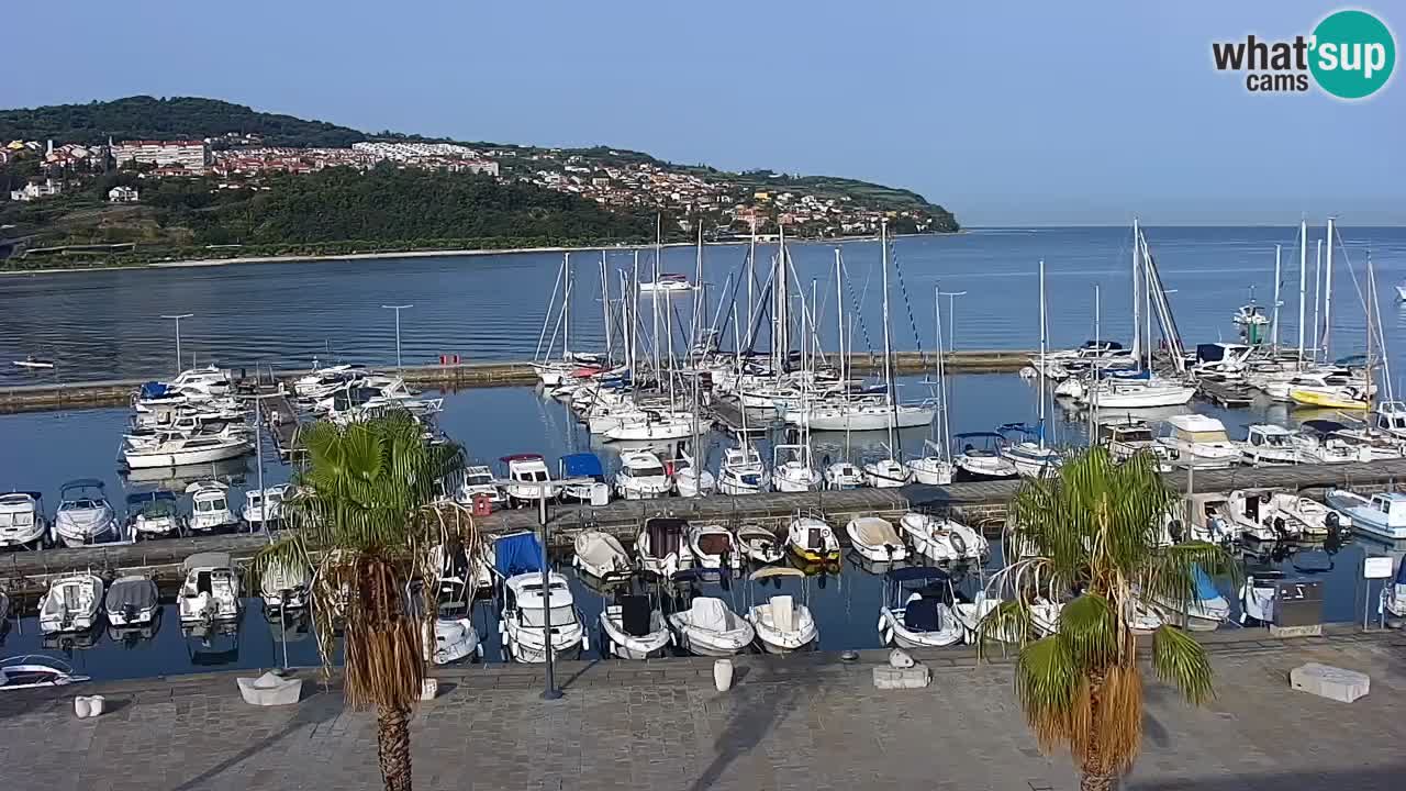 Webcam Koper – Panorama des Jachthafens und der Promenade vom Hotel Grand Koper