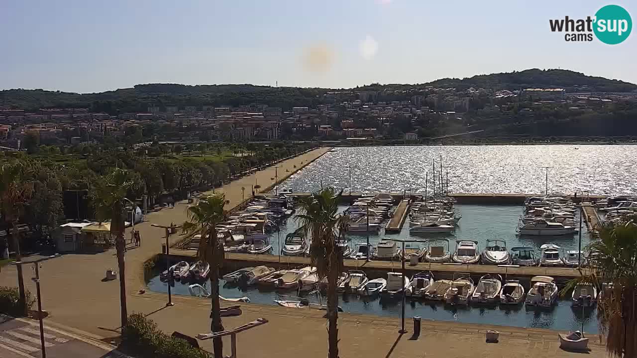 Webcam Koper – Panorama of the marina and promenade from the Grand Hotel Koper