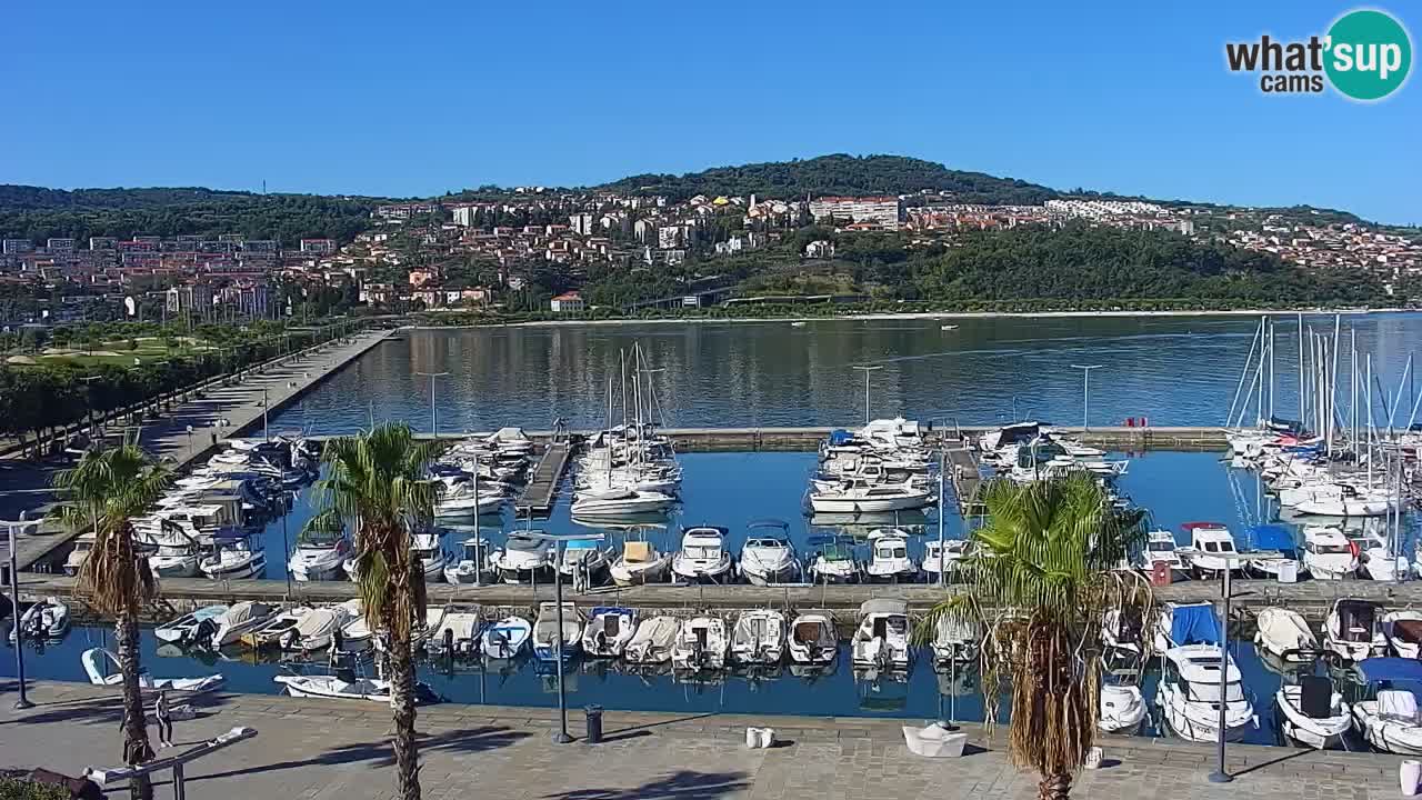 Webcam Koper – Panorama of the marina and promenade from the Grand Hotel Koper