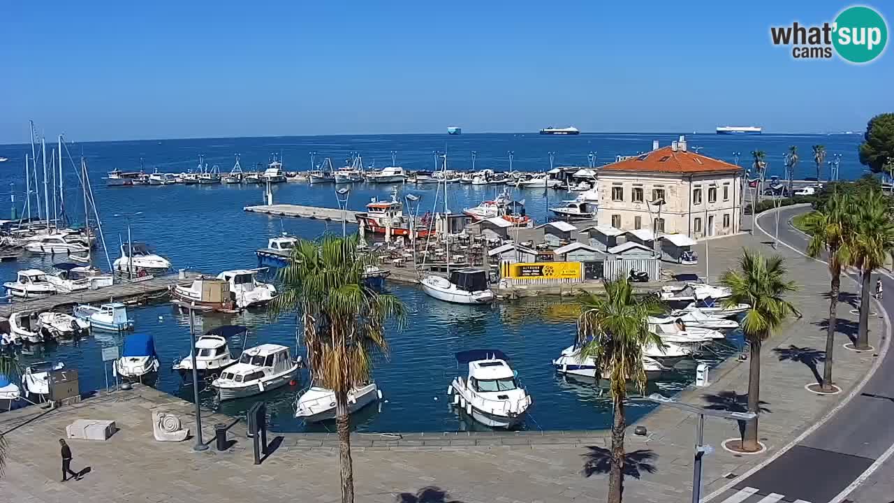 Webcam Koper – Panorama of the marina and promenade from the Grand Hotel Koper