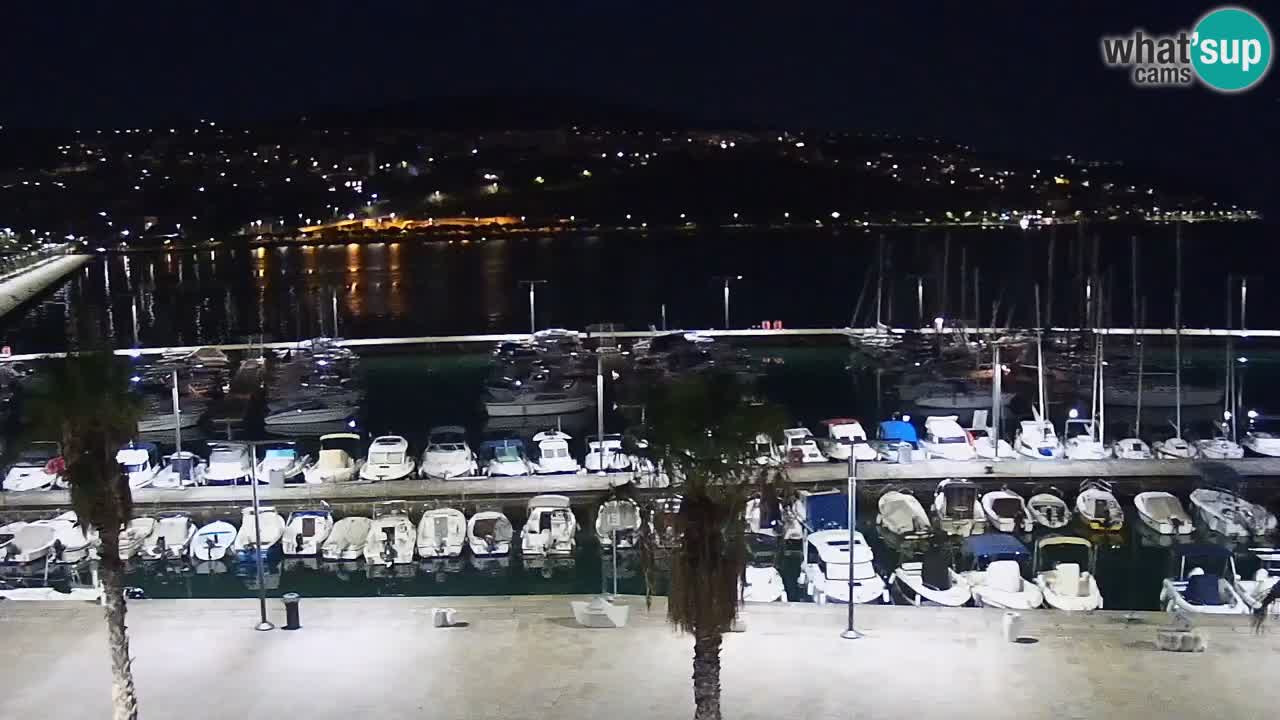 Webcam Koper – Panorama des Jachthafens und der Promenade vom Hotel Grand Koper