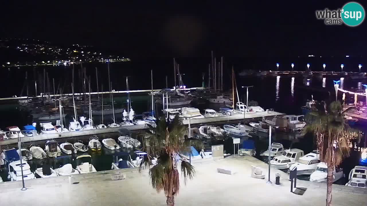 Webcam Koper – Panorama des Jachthafens und der Promenade vom Hotel Grand Koper