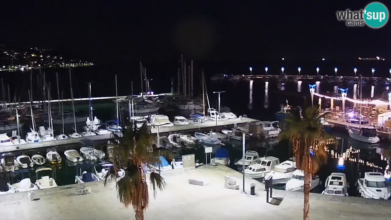 Webcam Koper – Panorama des Jachthafens und der Promenade vom Hotel Grand Koper