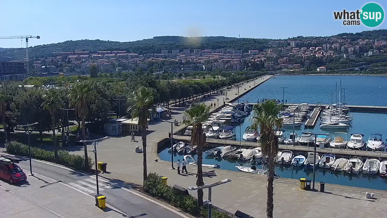 Webcam Koper – Panorama of the marina and promenade from the Grand Hotel Koper