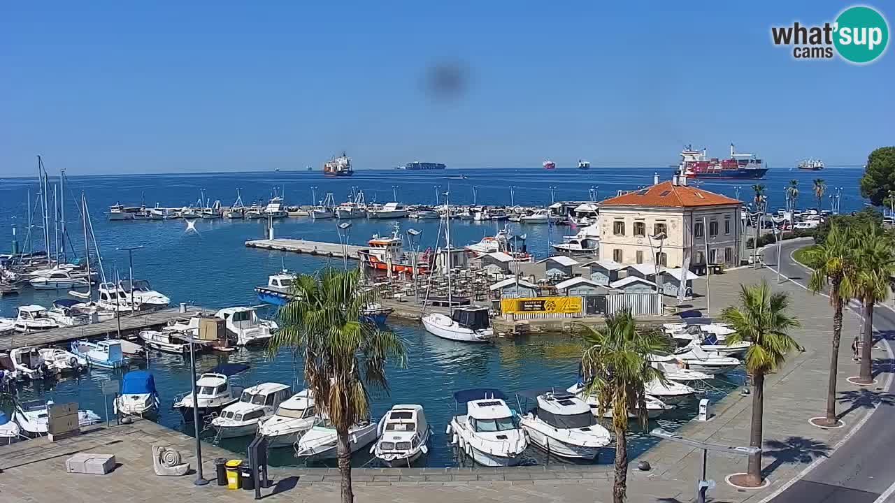 Webcam Koper – Panorama of the marina and promenade from the Grand Hotel Koper