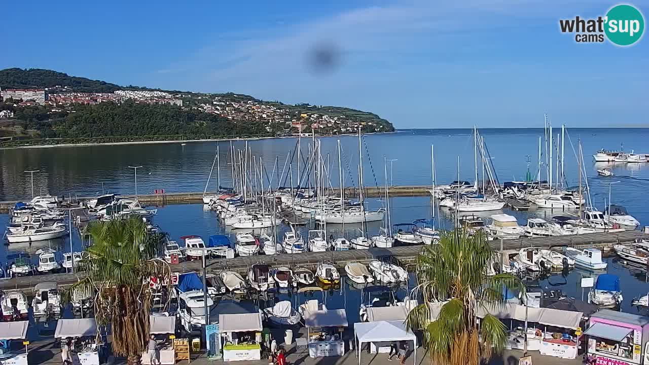 Webcam Koper – Panorama of the marina and promenade from the Grand Hotel Koper