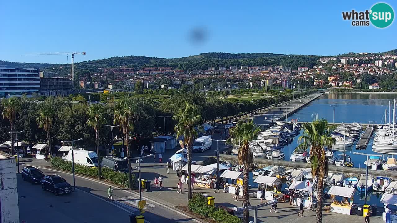 Webcam Koper – Panorama de la marina et de la promenade depuis le Grand Hotel Koper