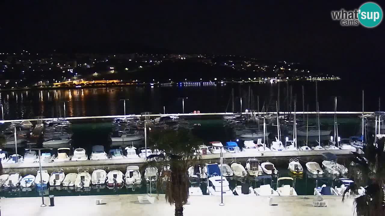 Webcam Koper – Panorama des Jachthafens und der Promenade vom Hotel Grand Koper