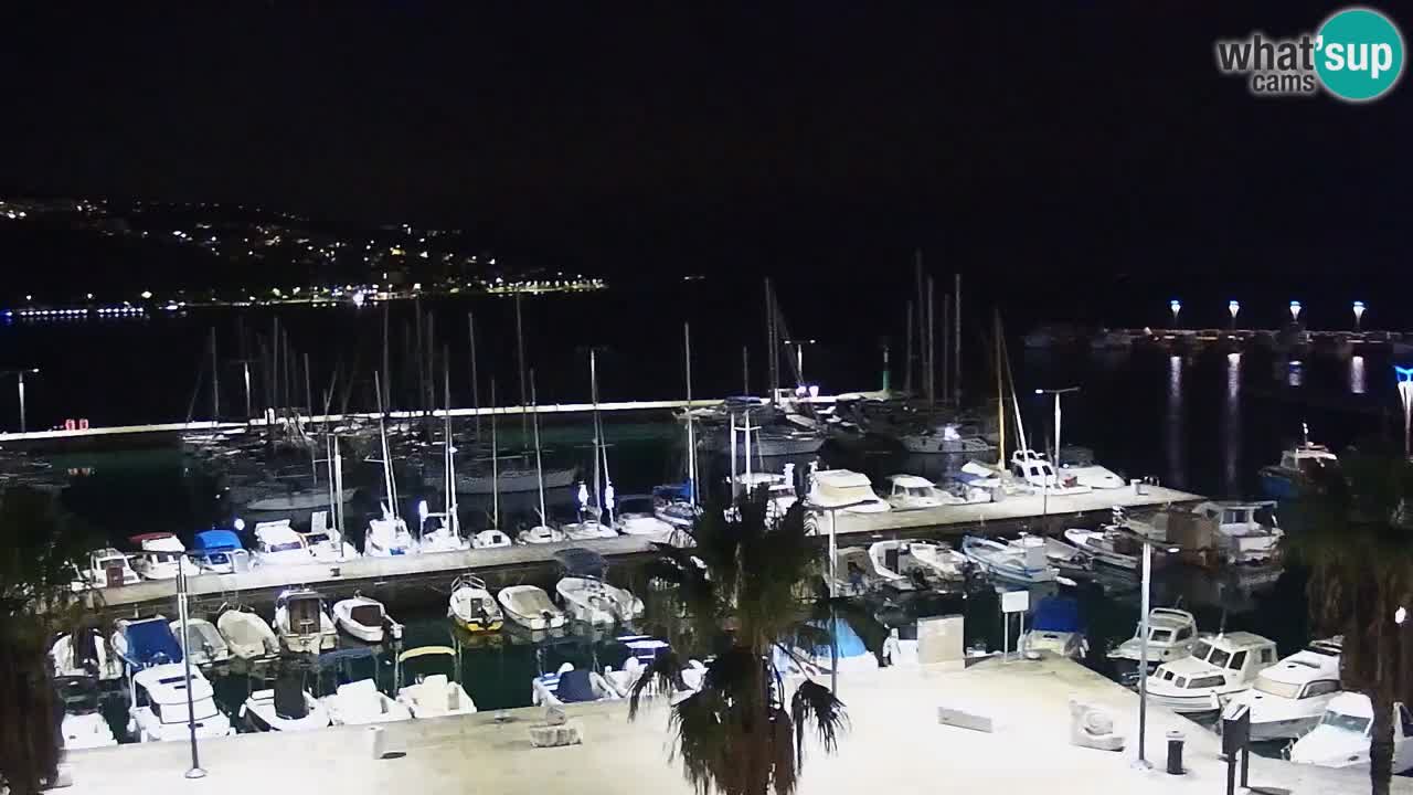 Webcam Koper – Panorama des Jachthafens und der Promenade vom Hotel Grand Koper