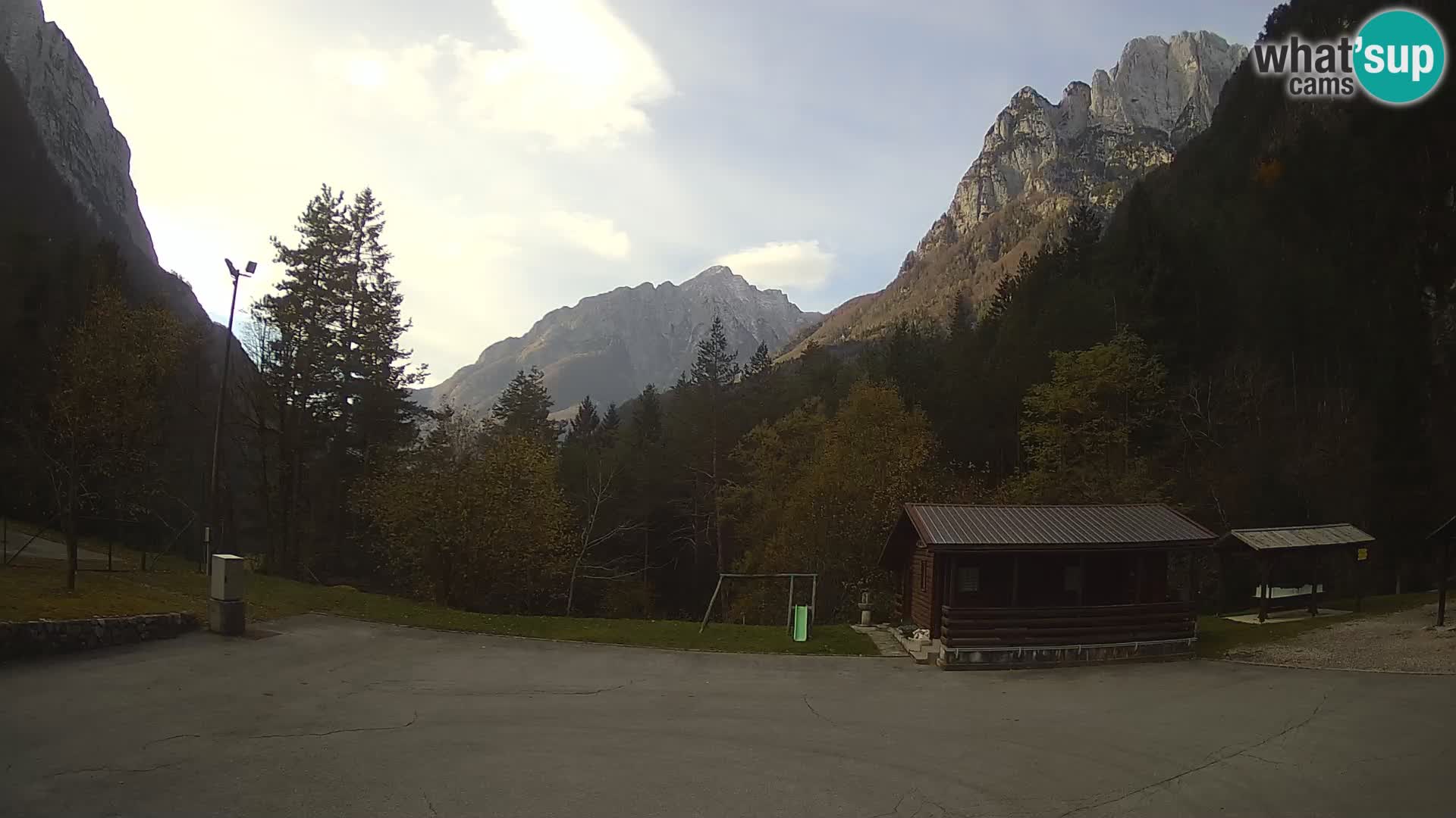 Spletna kamera Log pod Mangartom – Pogled na Jerebico in Rombon – Bovec – Slovenija