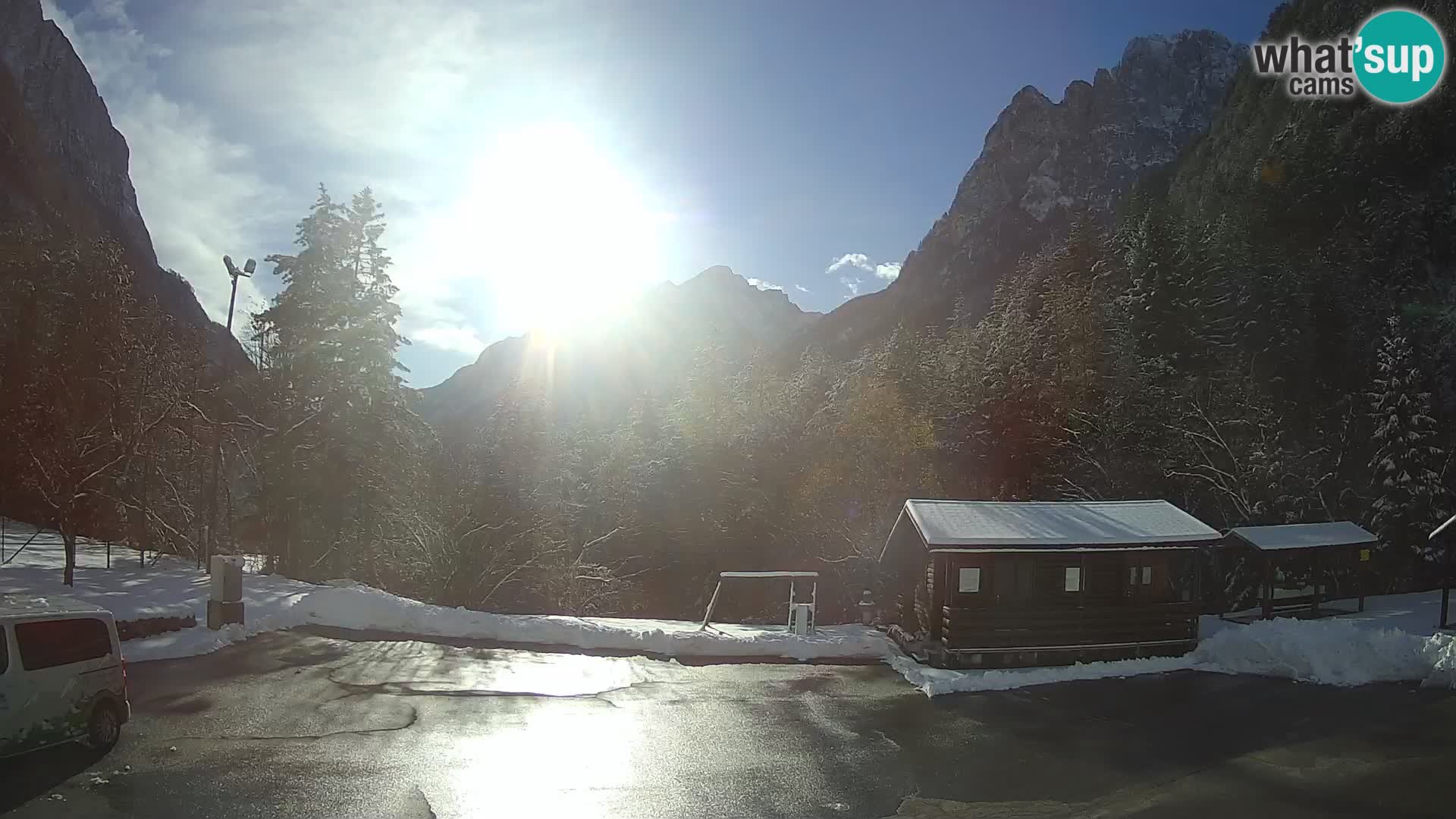 Log pod Mangartom Webcam – Blick auf Jerebica und Rombon – Bovec – Slowenien