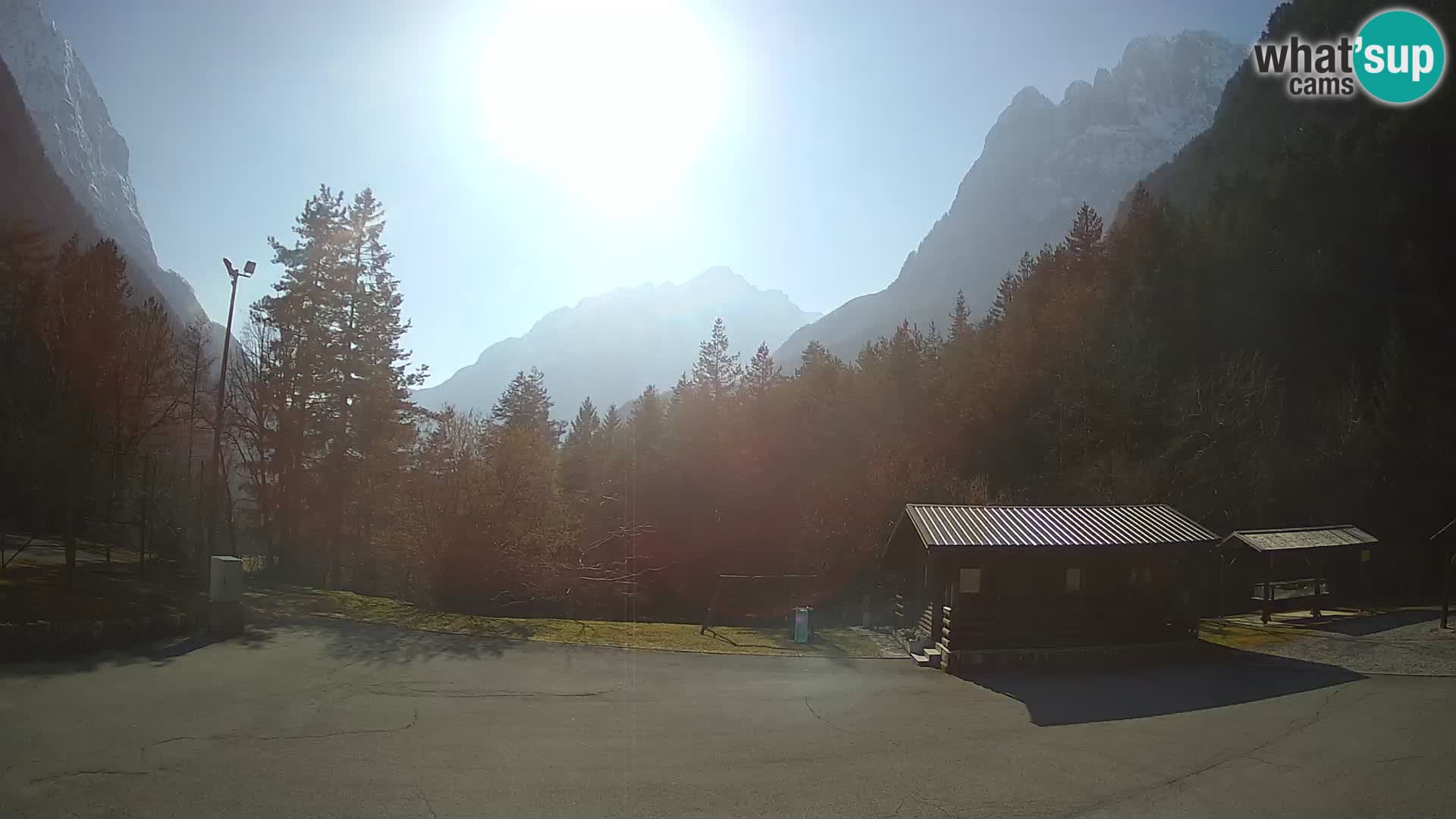 Spletna kamera Log pod Mangartom – Pogled na Jerebico in Rombon – Bovec – Slovenija