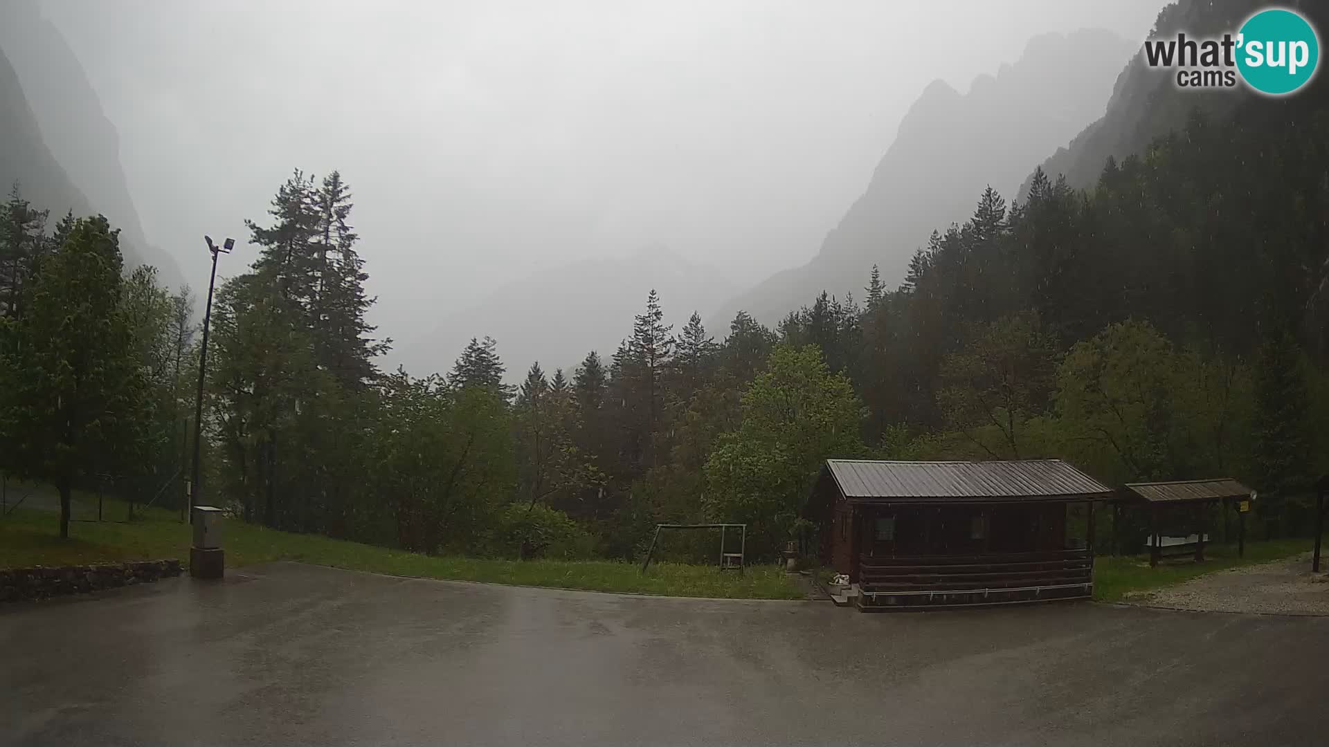 Spletna kamera Log pod Mangartom – Pogled na Jerebico in Rombon – Bovec – Slovenija