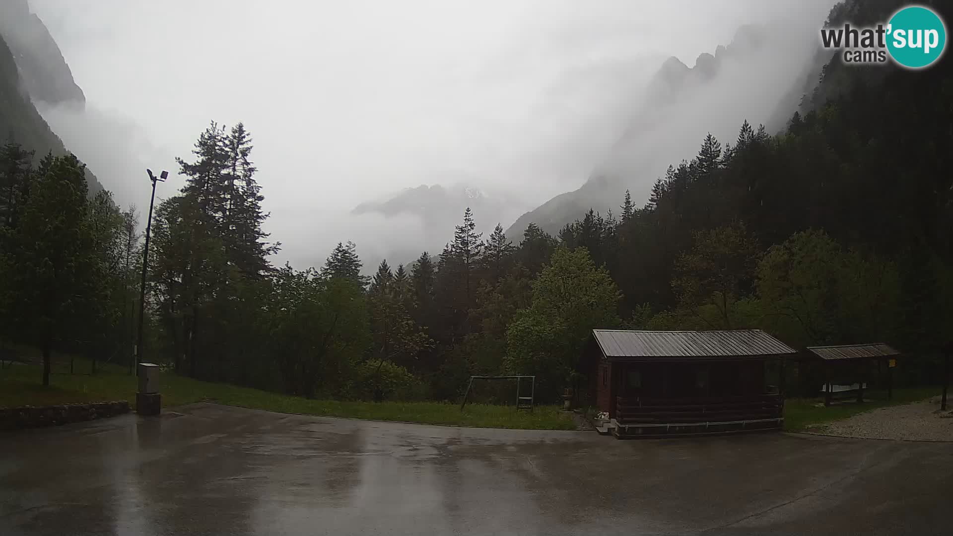 Spletna kamera Log pod Mangartom – Pogled na Jerebico in Rombon – Bovec – Slovenija