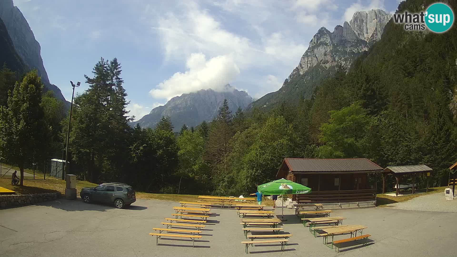 Spletna kamera Log pod Mangartom – Pogled na Jerebico in Rombon – Bovec – Slovenija