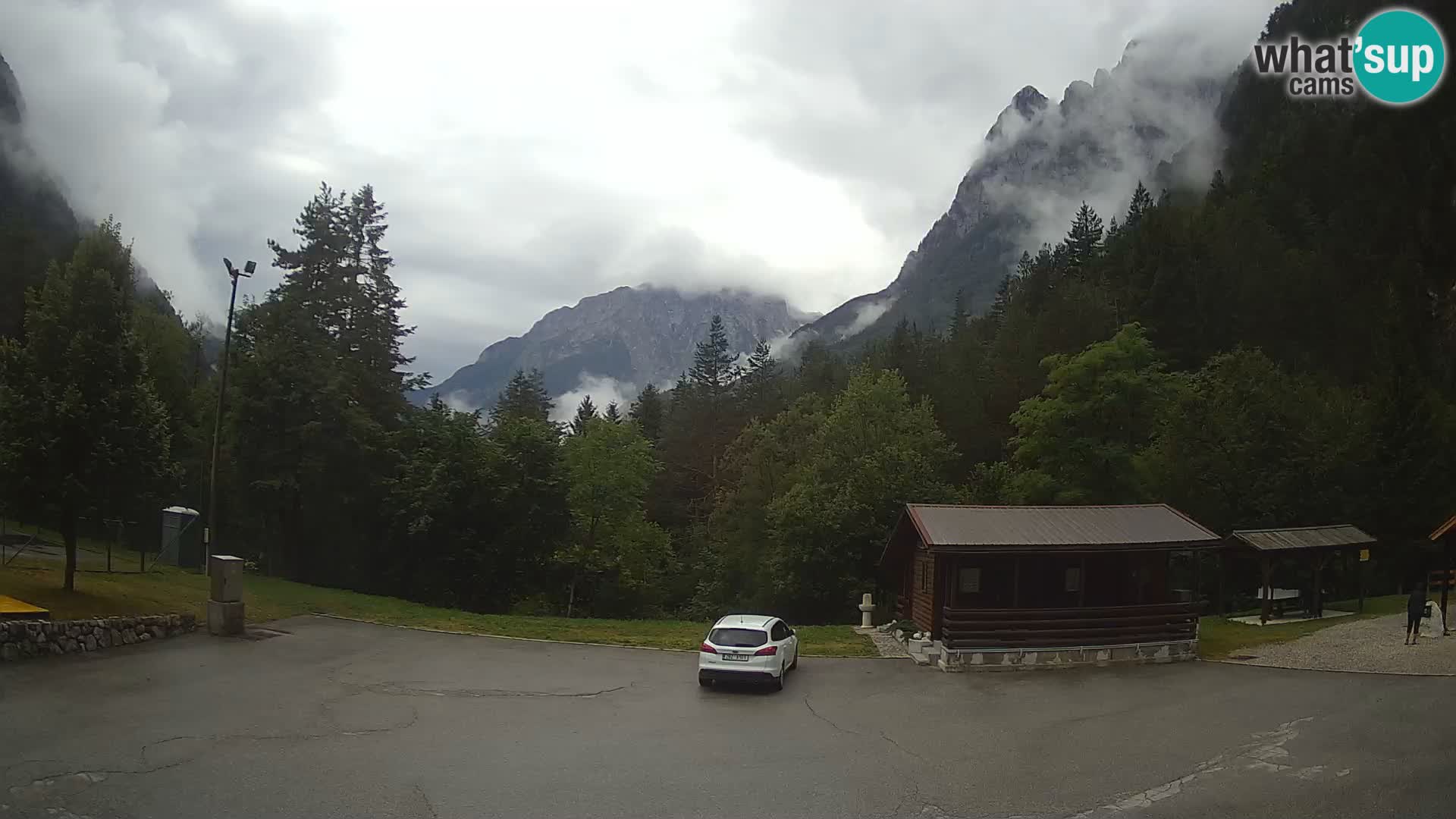 Spletna kamera Log pod Mangartom – Pogled na Jerebico in Rombon – Bovec – Slovenija