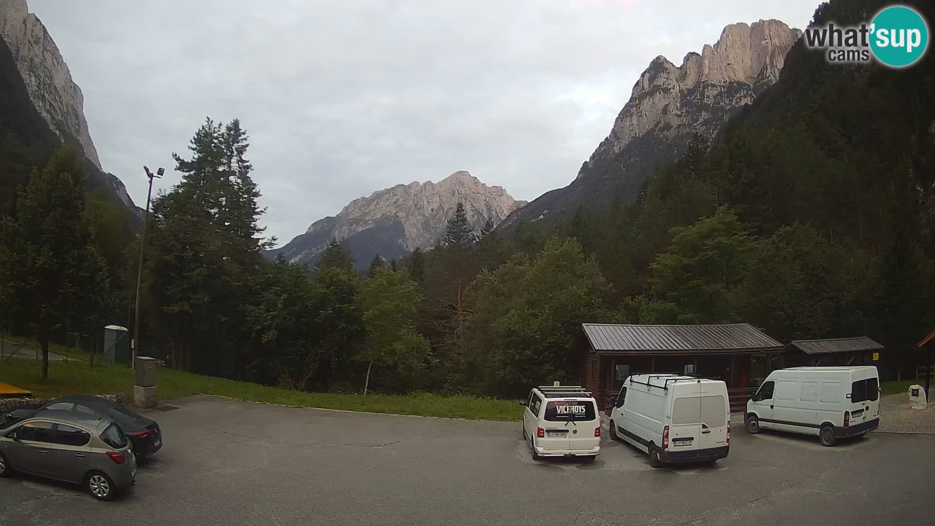 Log pod Mangartom Webcam – Blick auf Jerebica und Rombon – Bovec – Slowenien