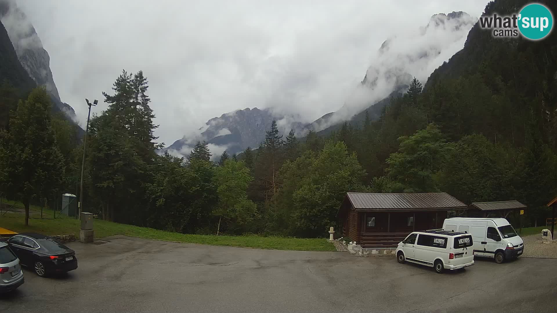 Log pod Mangartom Webcam – Blick auf Jerebica und Rombon – Bovec – Slowenien