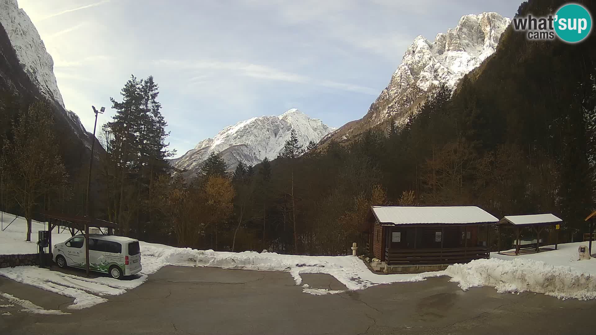 Log pod Mangartom Webcam – Blick auf Jerebica und Rombon – Bovec – Slowenien