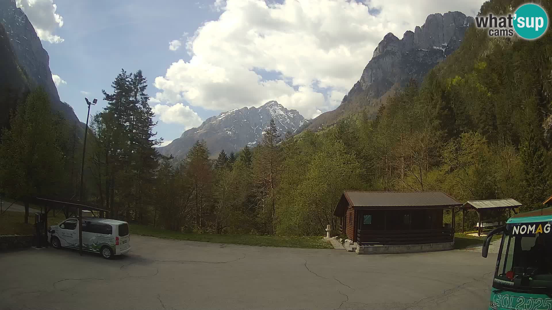 Spletna kamera Log pod Mangartom – Pogled na Jerebico in Rombon – Bovec – Slovenija