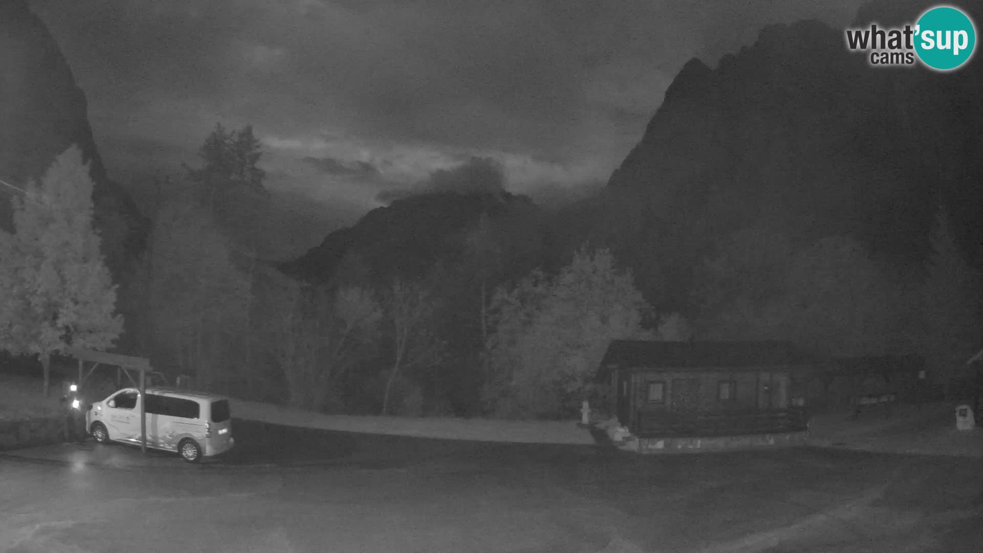 Spletna kamera Log pod Mangartom – Pogled na Jerebico in Rombon – Bovec – Slovenija