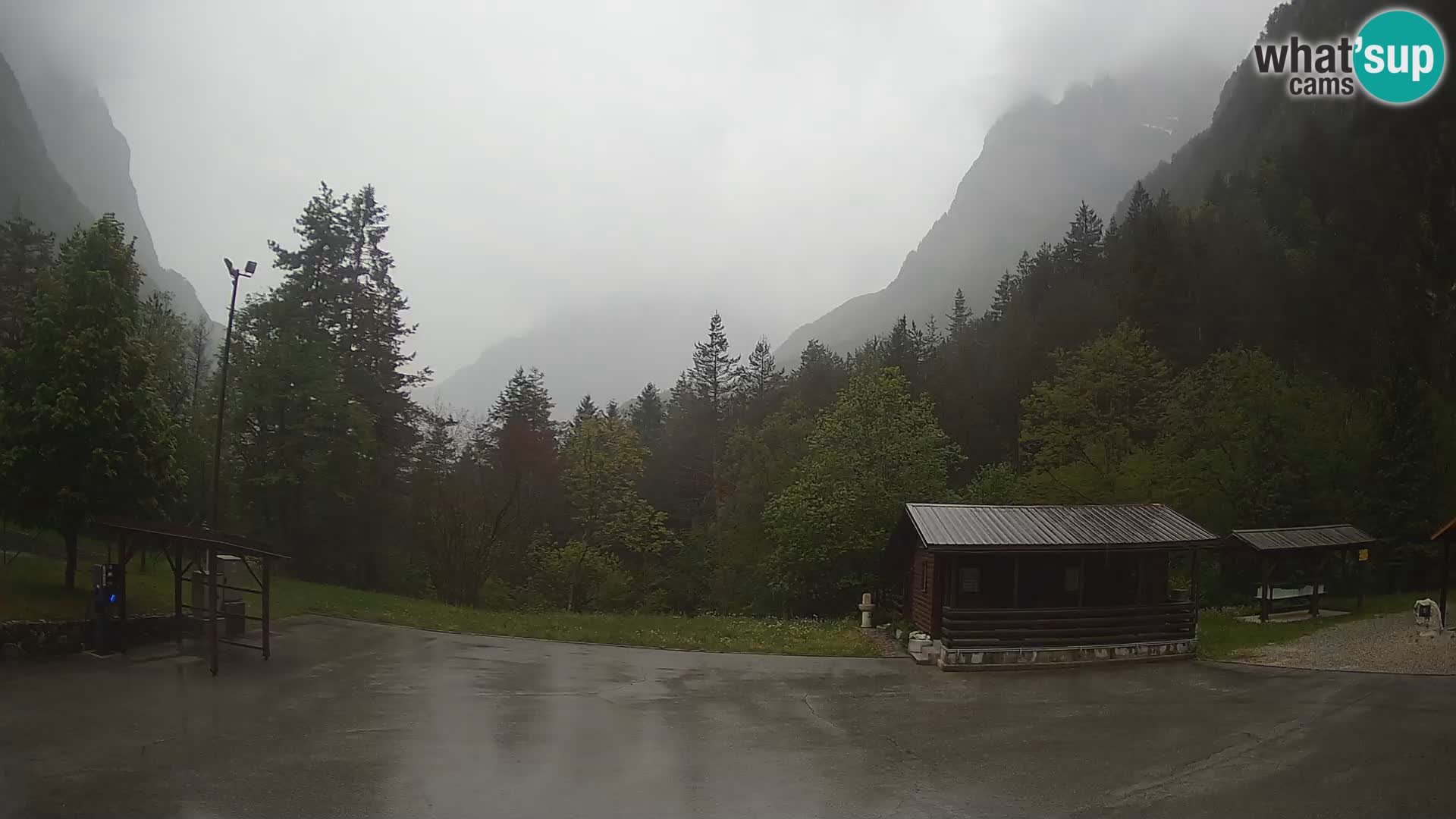 Spletna kamera Log pod Mangartom – Pogled na Jerebico in Rombon – Bovec – Slovenija