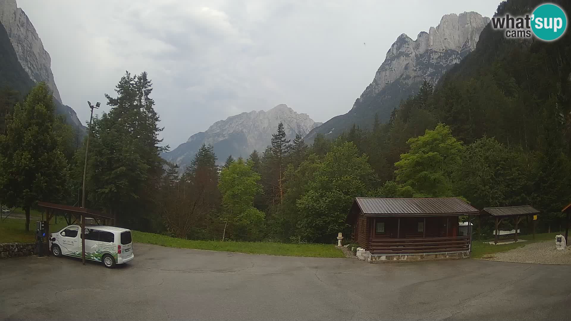 Spletna kamera Log pod Mangartom – Pogled na Jerebico in Rombon – Bovec – Slovenija
