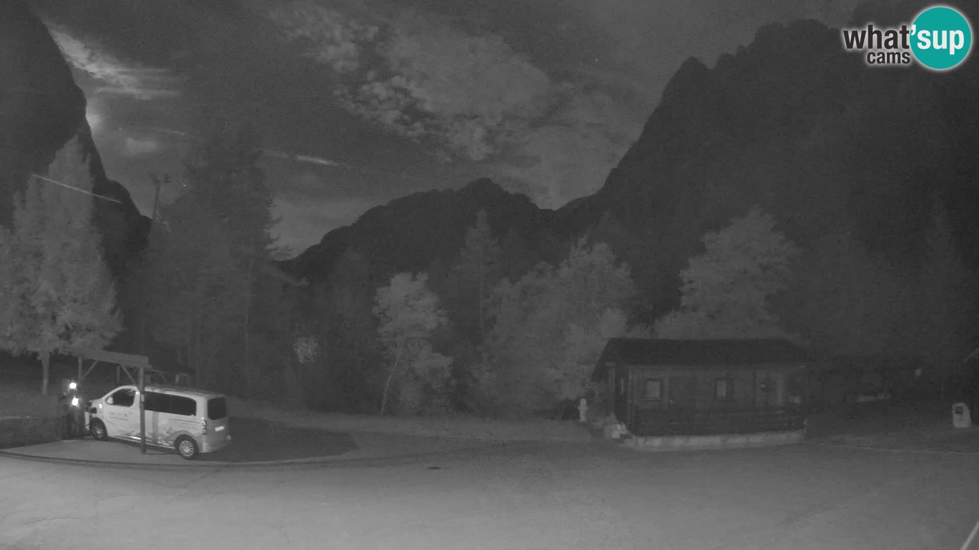 Spletna kamera Log pod Mangartom – Pogled na Jerebico in Rombon – Bovec – Slovenija