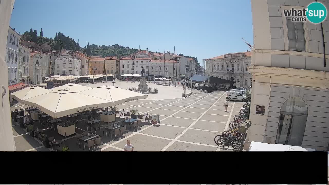 Webcam Plaza Tartini Piran – Vista en directo desde Mestna Kavarna