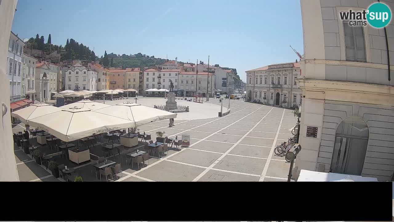 Webcam Plaza Tartini Piran – Vista en directo desde Mestna Kavarna